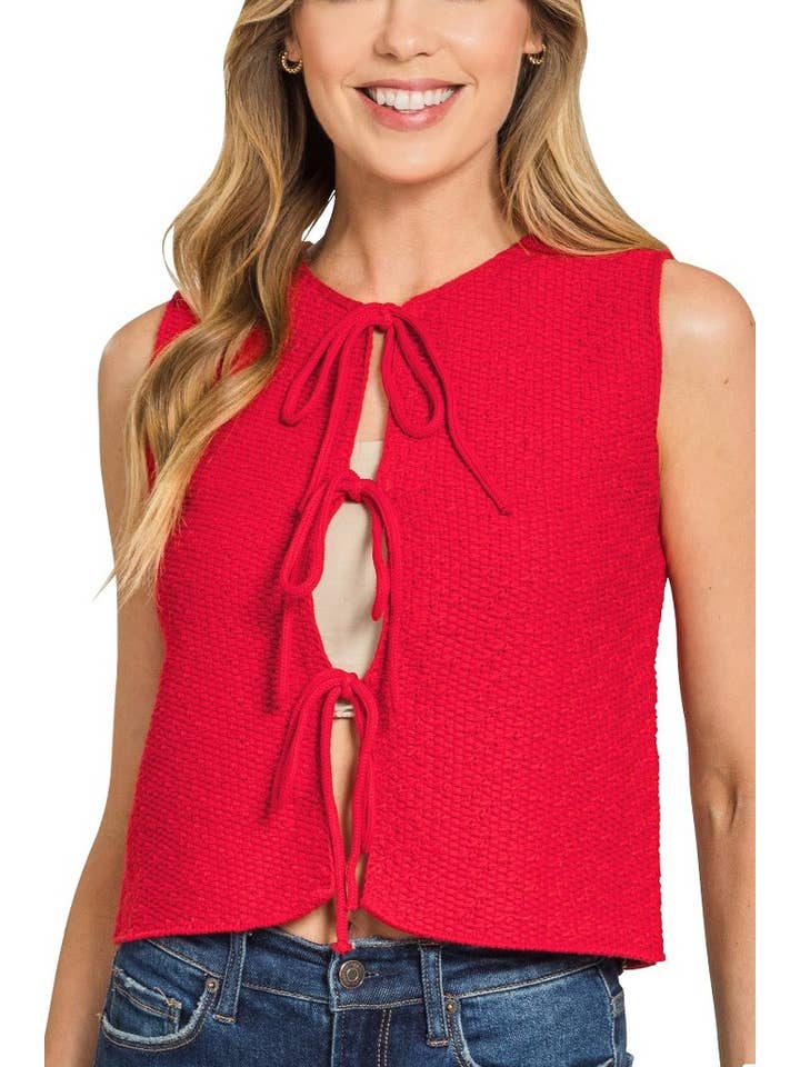 Vanilla Monkey - Wholesale Sweater Vest - Women's - Tie Front Sweater Vest8