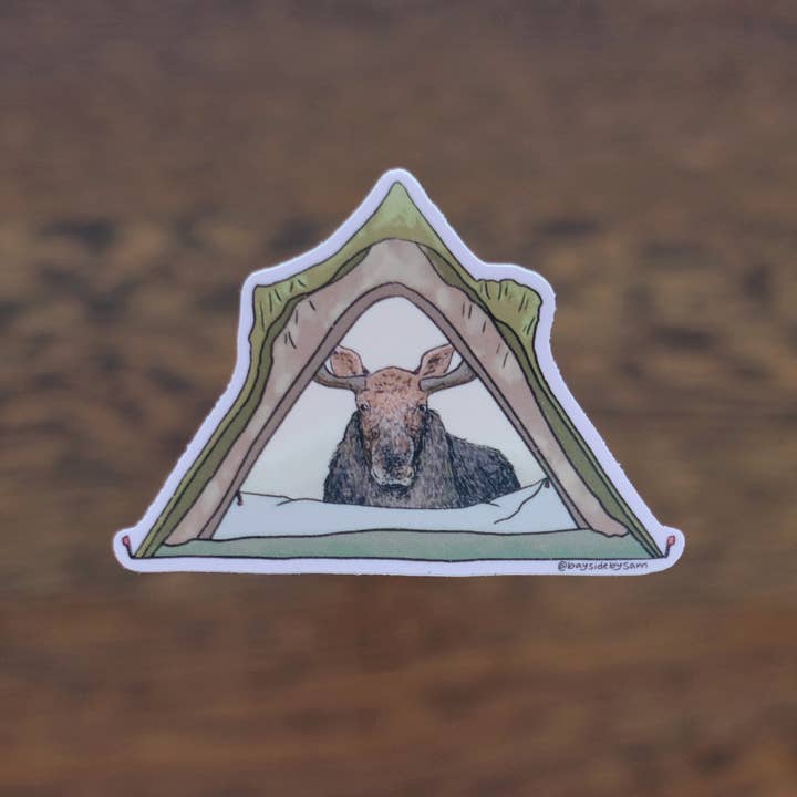 Camping Moose 3" Vinyl Sticker for wholesale by Bayside by Sam