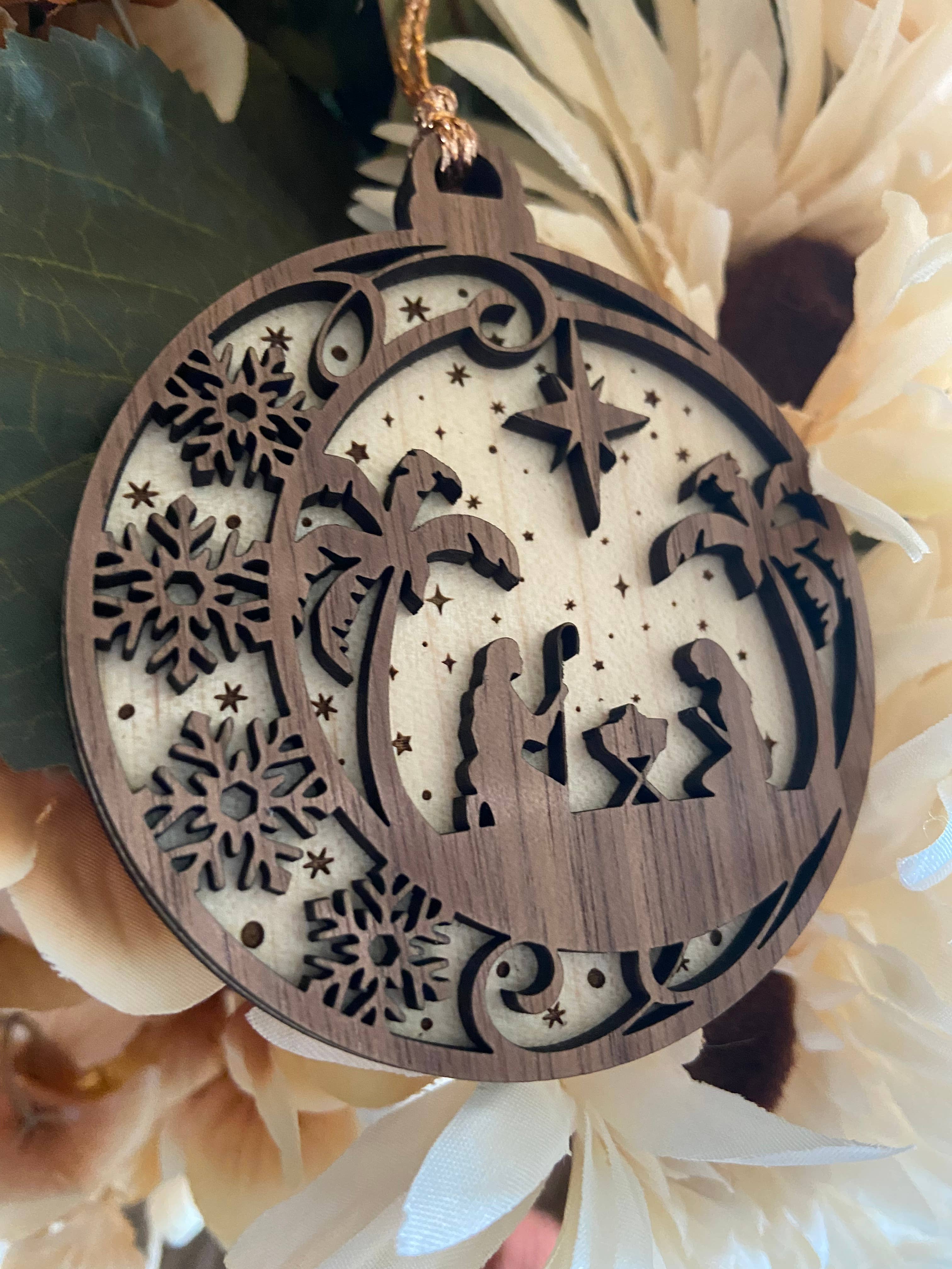 Chickadee Creations - Vente Objets de décoration - Décoration de Noël, décoration 2D en bois, crèche3