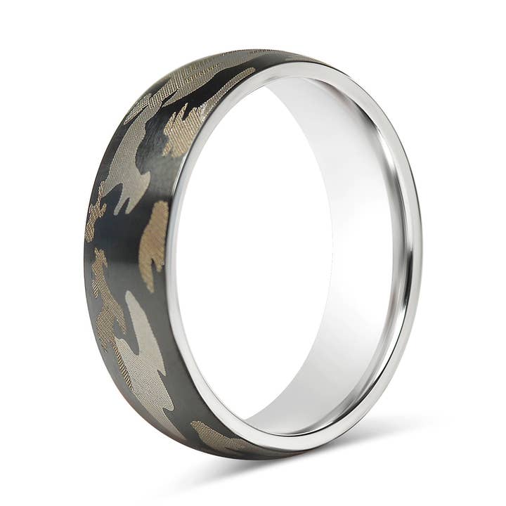 Stainless Steel Camouflage Blank Ring for wholesale by WJW