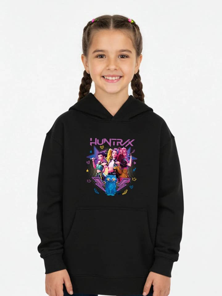 Felpa con cappuccio stampata per bambini Huntrix per la vendita all'ingrosso da parte di Missi Clothing