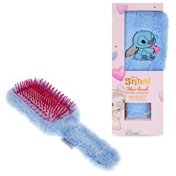 I Heart Stitch Fluffy Hairbrush for wholesale by Mad Beauty