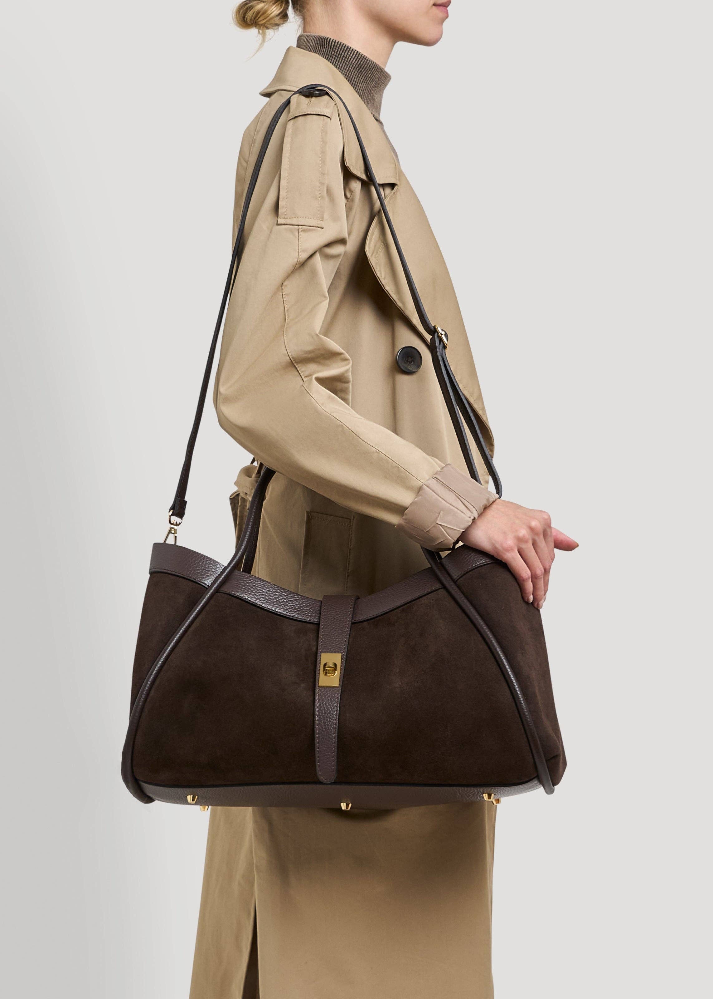 Voemièn - Vendita all'ingrosso Borsa con manico - Donna - Borsa Mayfair in camoscio marrone scuro e pelle Togo6