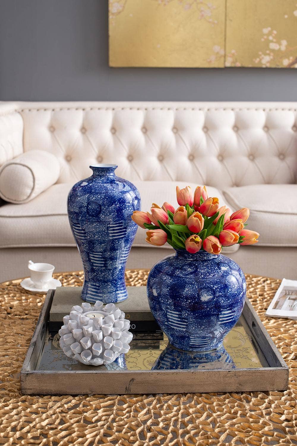 A&B Home Group Inc. - Wholesale Vase - D7x13" Traditional Porcelain Flower Vase - Blue/White6