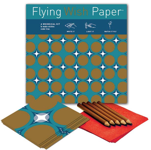 FLYING WISH PAPER ® - Wholesale Gift Tag - BLUE SHIMMER / Large Kit / 50 WISHING PAPERS™ + Accessories1