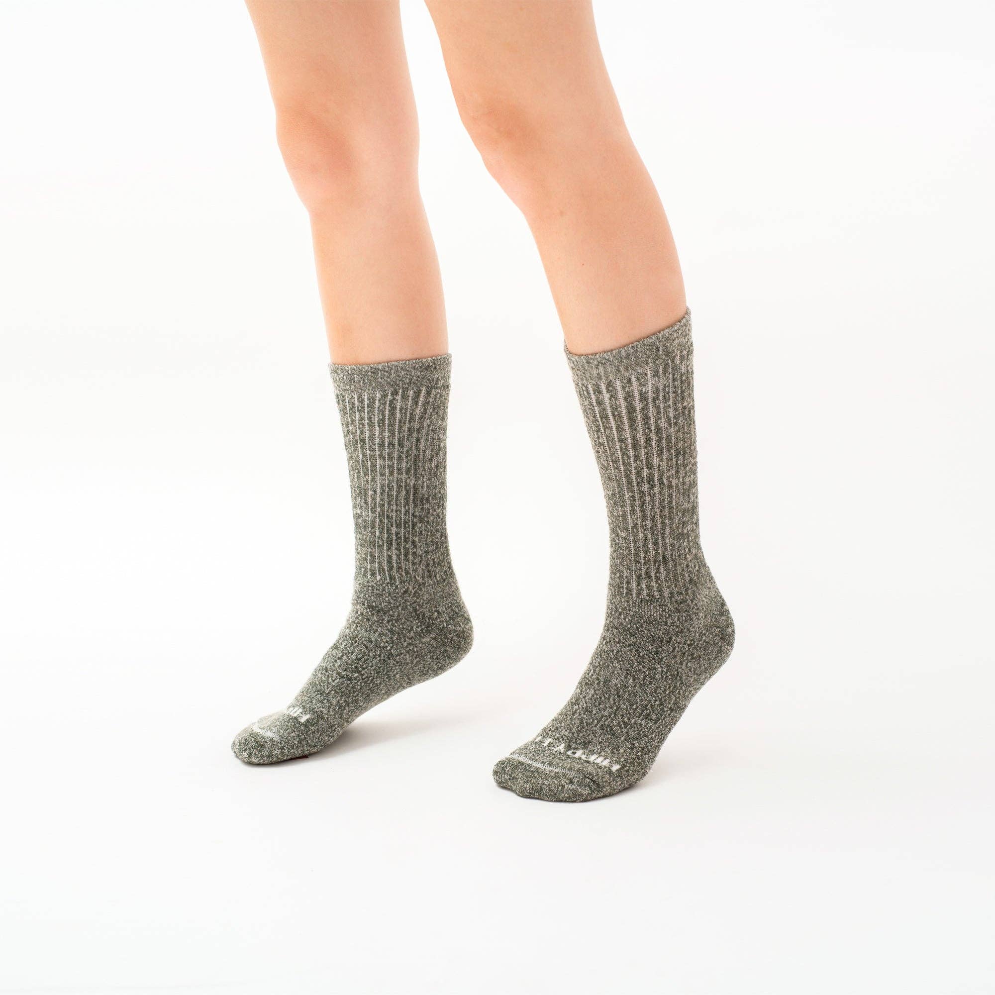 Hippy Feet - Vente Chaussettes – unisexe - Laine mérinos chinée - Olive1