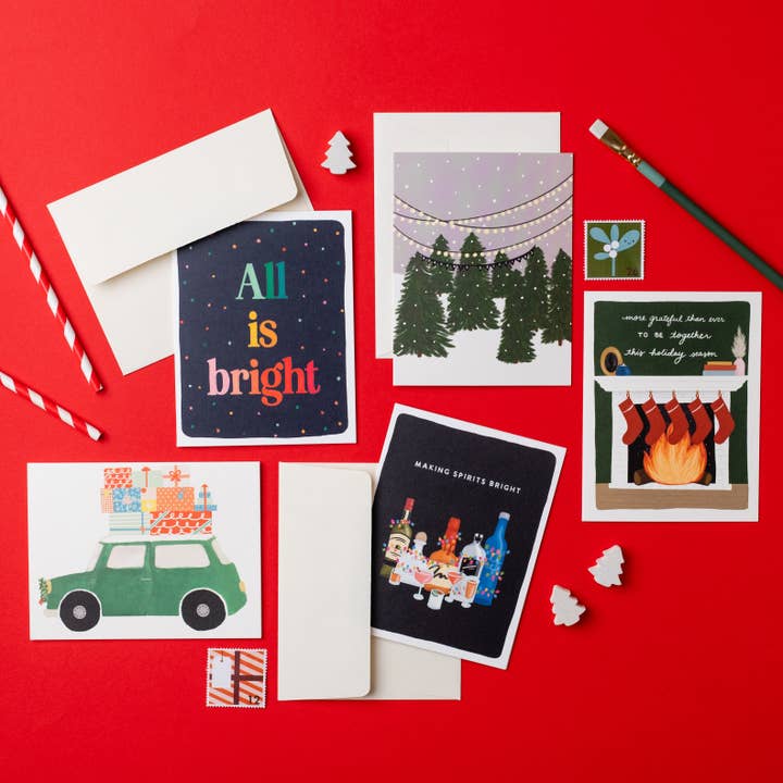 Slightly Stationery - Wholesale Season's Greetings Card - All is Bright | Colorful Season's Greeting Card1