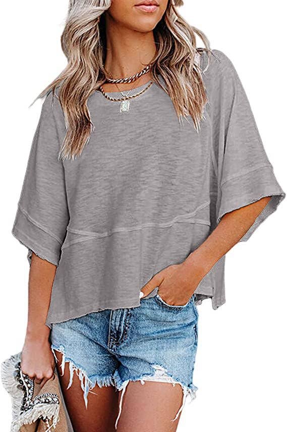 SALINA TRADING INC - Wholesale T-Shirt - Women's - Women Casual Stitching Solid Color Flared Sleeve T-Shirt1