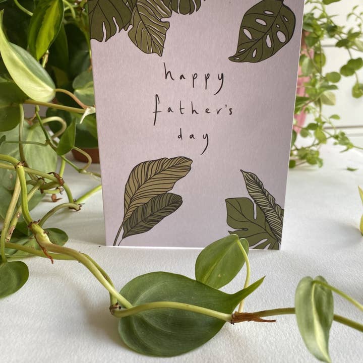 Happy Father's day Jungle leaves greetings card LMFD009 for wholesale by Lise Marie prints