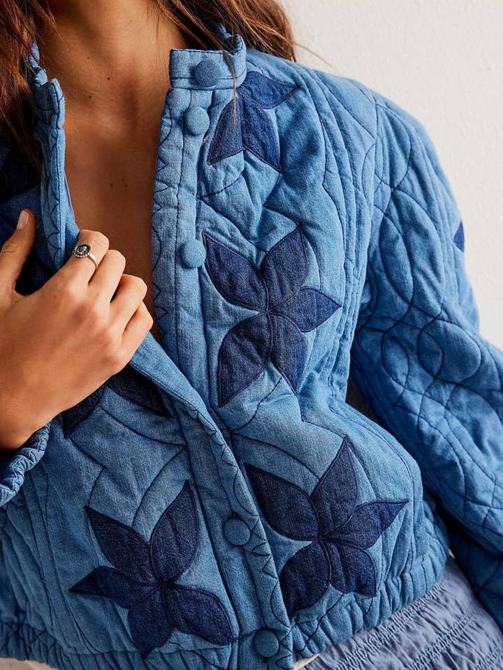 DE VAVE - Wholesale Jacket - Women's - Quilted Jacket with Floral Applique4