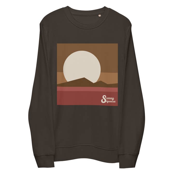 Outback Sunset | Unisex Organic Sweatshirt | Charcoal Grey for wholesale by Sunny Squeeze