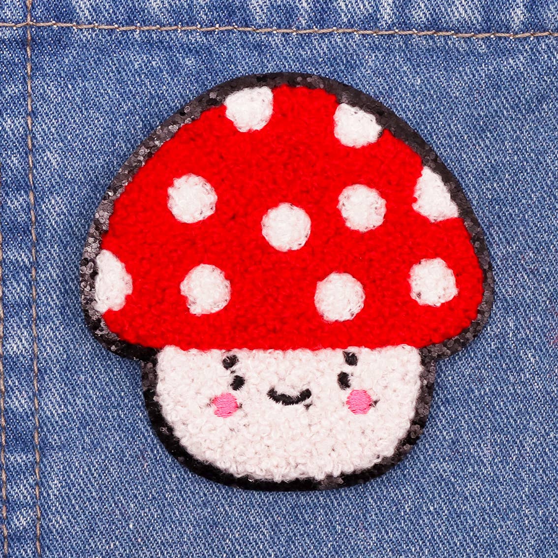 Fluffmallow (Custom duties for USA are pre-paid by us) - Wholesale Patch - Kawaii Mushroom Chenille Iron-On Patch