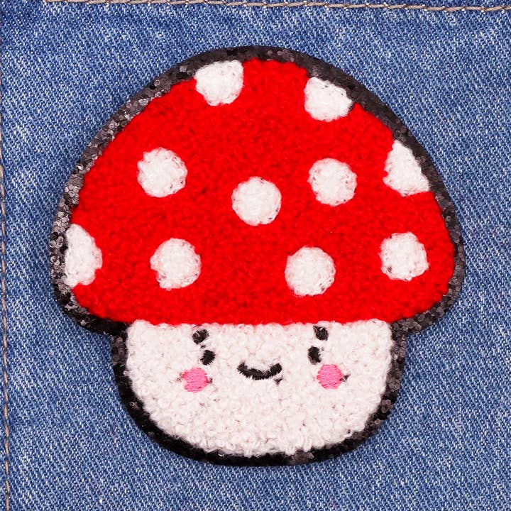Fluffmallow (Custom duties for USA are pre-paid by us) - Wholesale Patch - Kawaii Mushroom Chenille Iron-On Patch