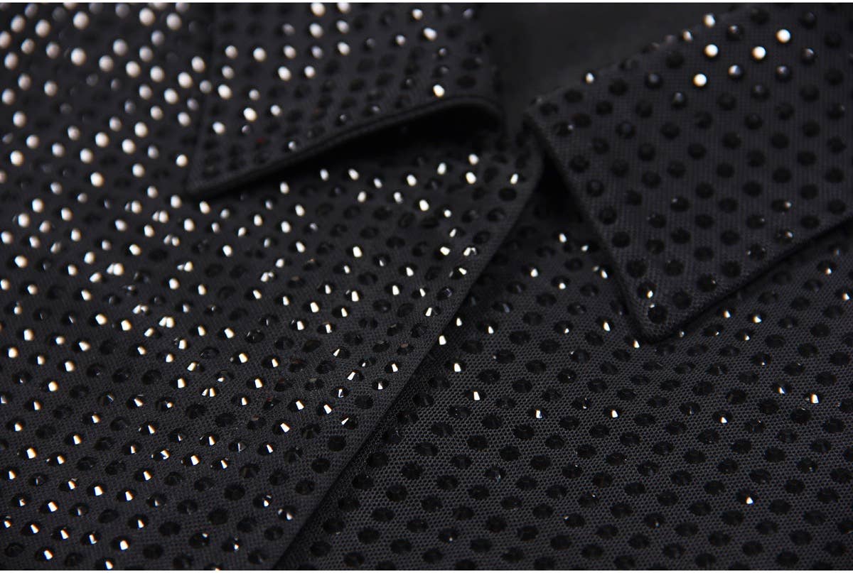 Noir Ensemble chemisier et jupe en maille diamant SET70Y pour tenue décontractée en vente sur Faire8