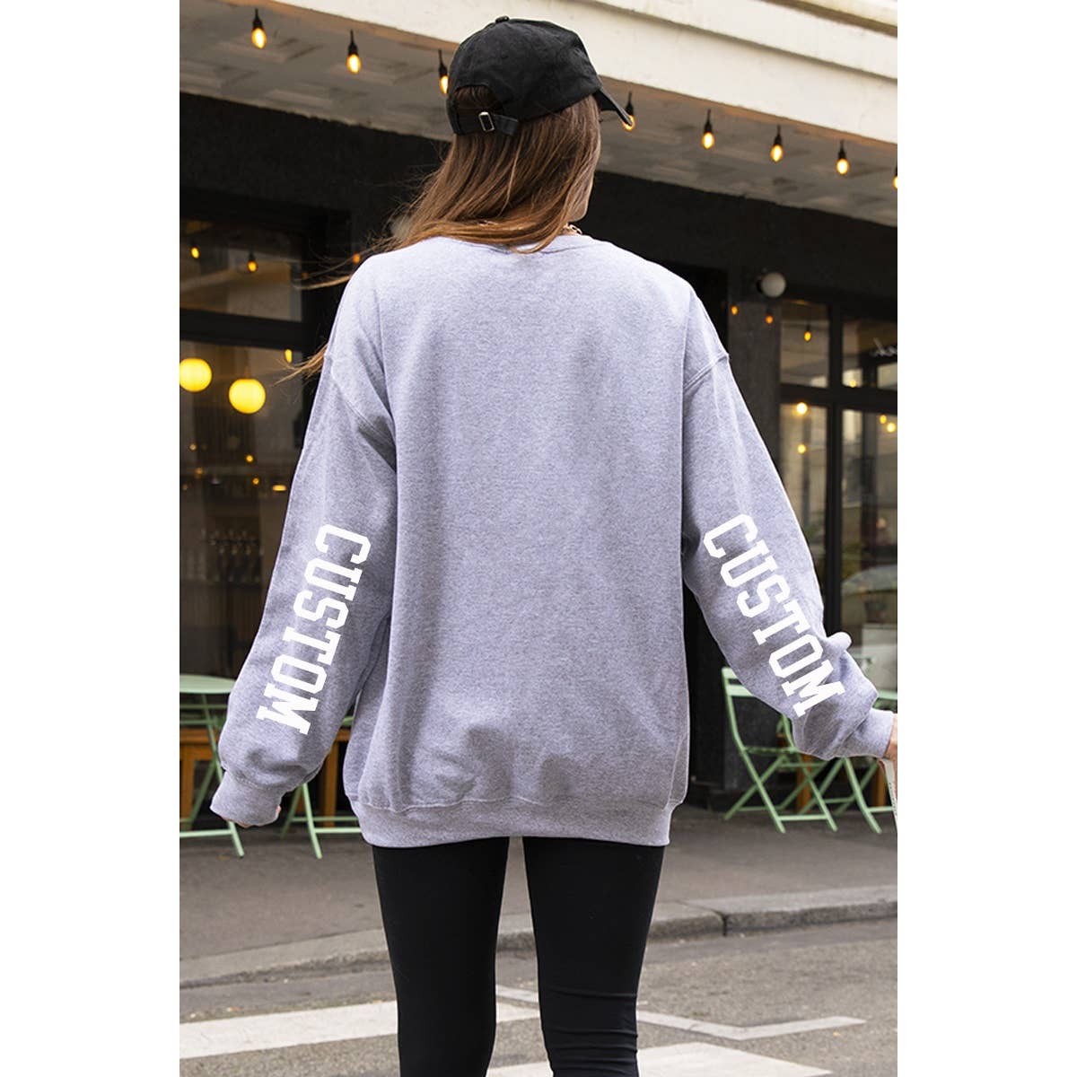 HEATHER GREY CUSTOM DESIGN SLEEVES GRAPHIC SWEATSHIRTS for wholesale on Faire0