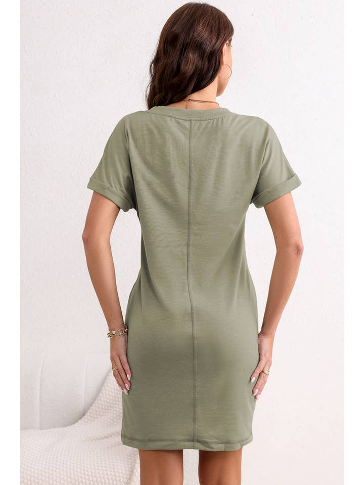 Green Folded Sleeve Twisted Mini T-Shirt Dress for wholesale on Faire