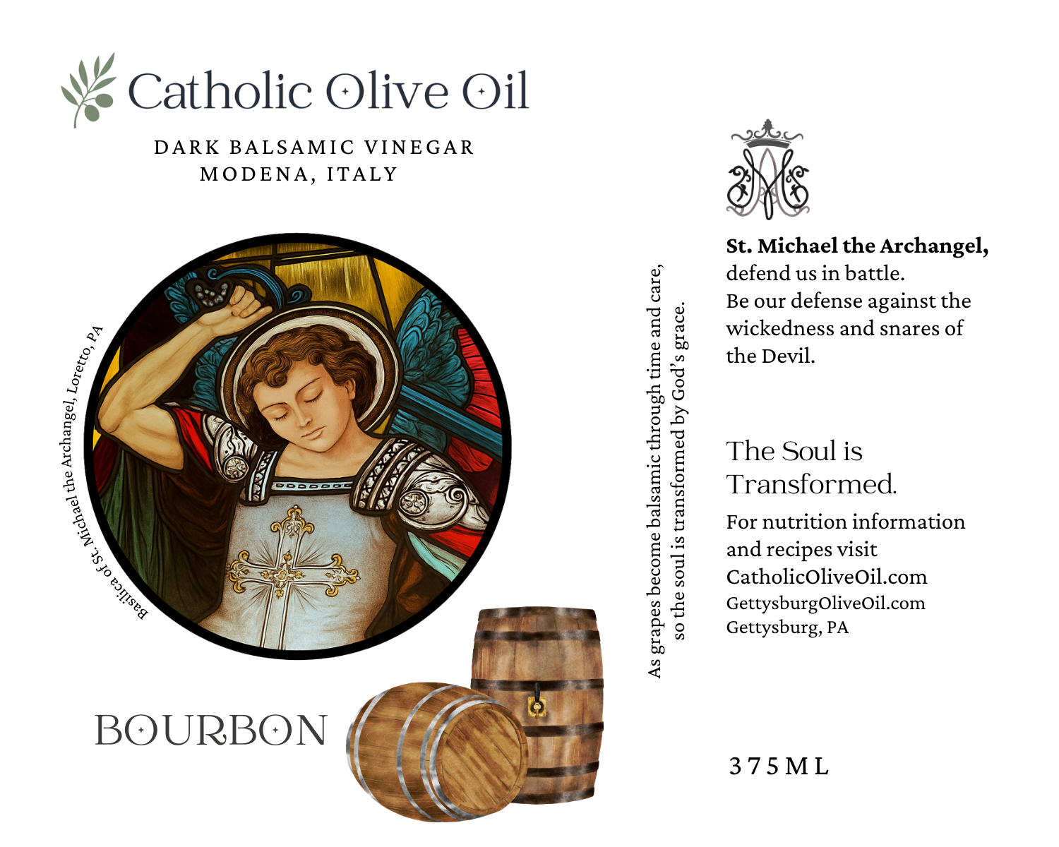 Catholic Olive OIl - Wholesale Vinegar - St. Michael the Archangel Bourbon Dark Balsamic2