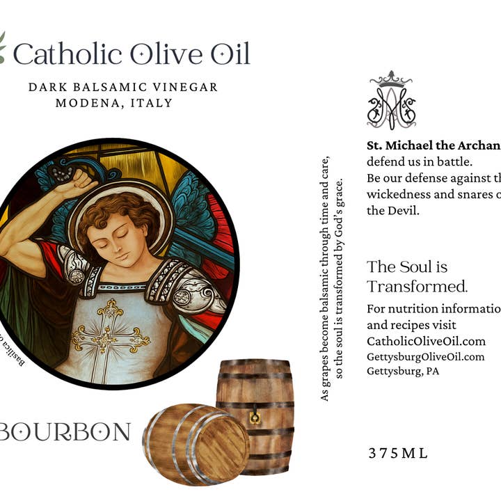 Catholic Olive OIl - Wholesale Vinegar - St. Michael the Archangel Bourbon Dark Balsamic2