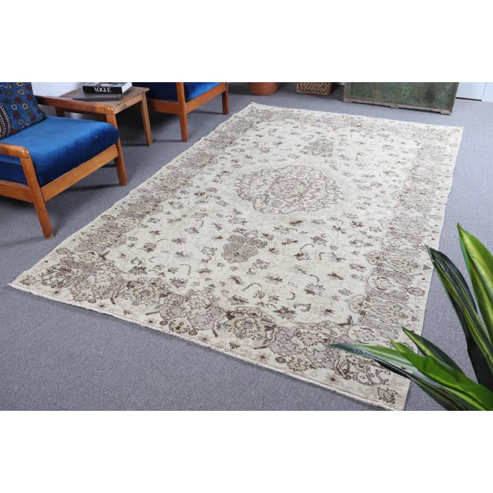 Turkish Rug, 5,7x8,8 ft Large Rug, Beige Green Wool Rug for wholesale by The Loom Wholesale