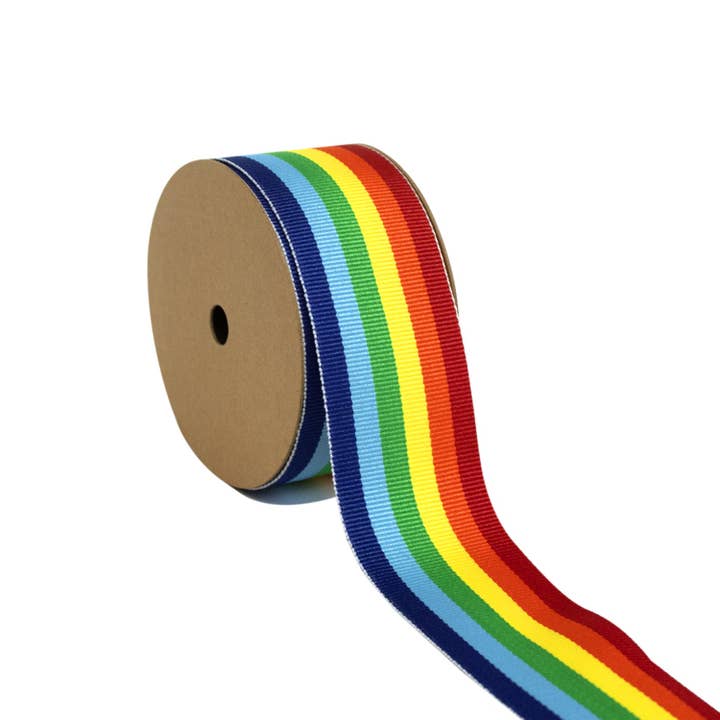 Grosgrain-lint met regenboogstrepen - Rainbow Multi voor wholesale door LA Ribbons Wholesale