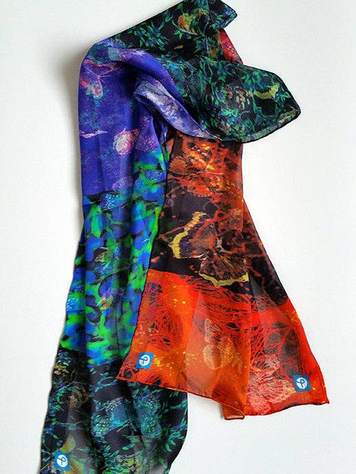 Stemcells and Butterflies Silk Scarf Custom Designed by Dominic Pangborn for wholesale by Pangborn Collection