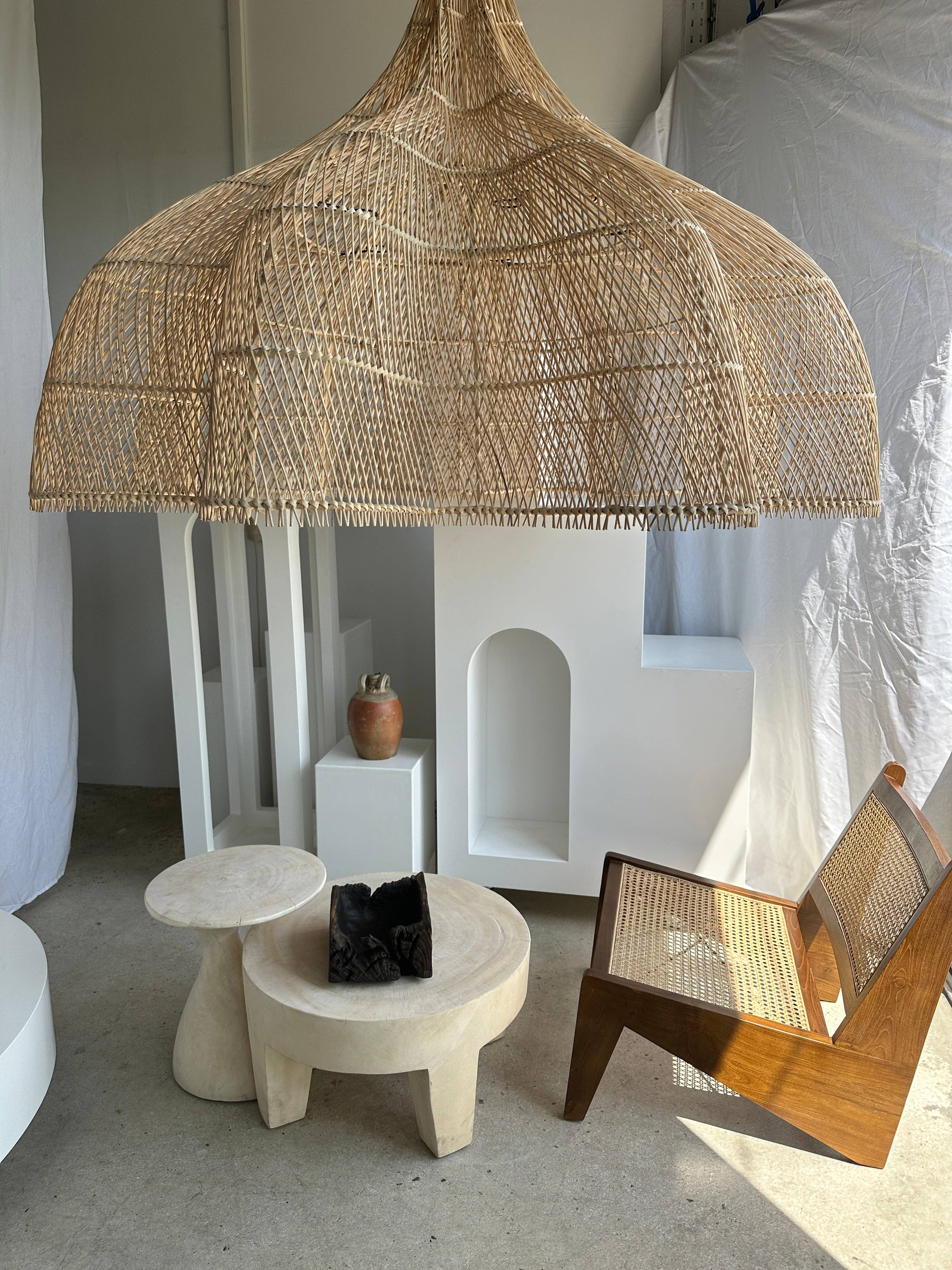 Office Objets - Wholesale Chandelier/Hanging Light - Immense rattan suspension in the shape of a flower, tulip, corolla H:1m; D:1m50118