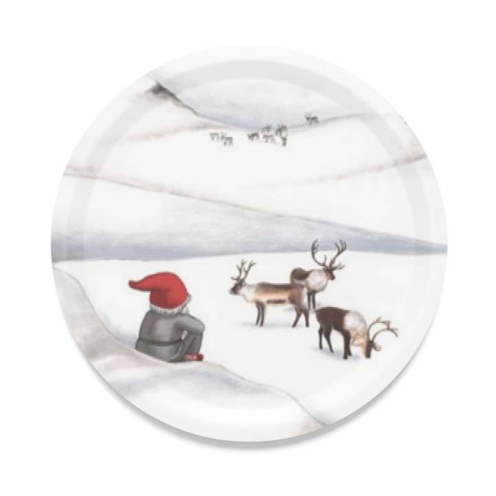 Santa's Land Offwhite Round Tray for wholesale by Arvidssons Textil