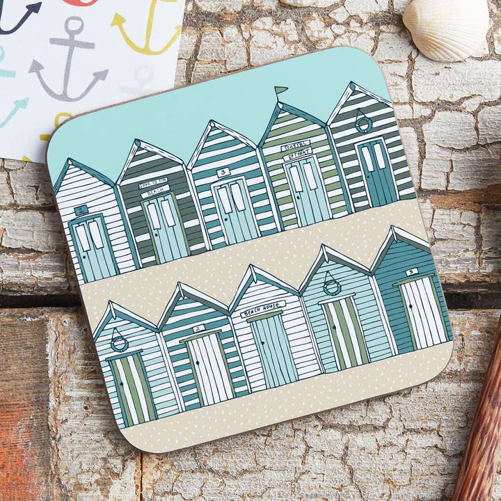 Plage Cabanes Dessous de verre pour la vente par Jessica Hogarth