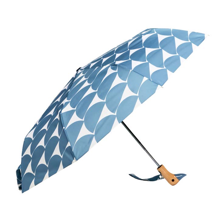 Denim Moon Compact Eco-Friendly Wind Resistant Duck Umbrella for wholesale by Original Duckhead UK