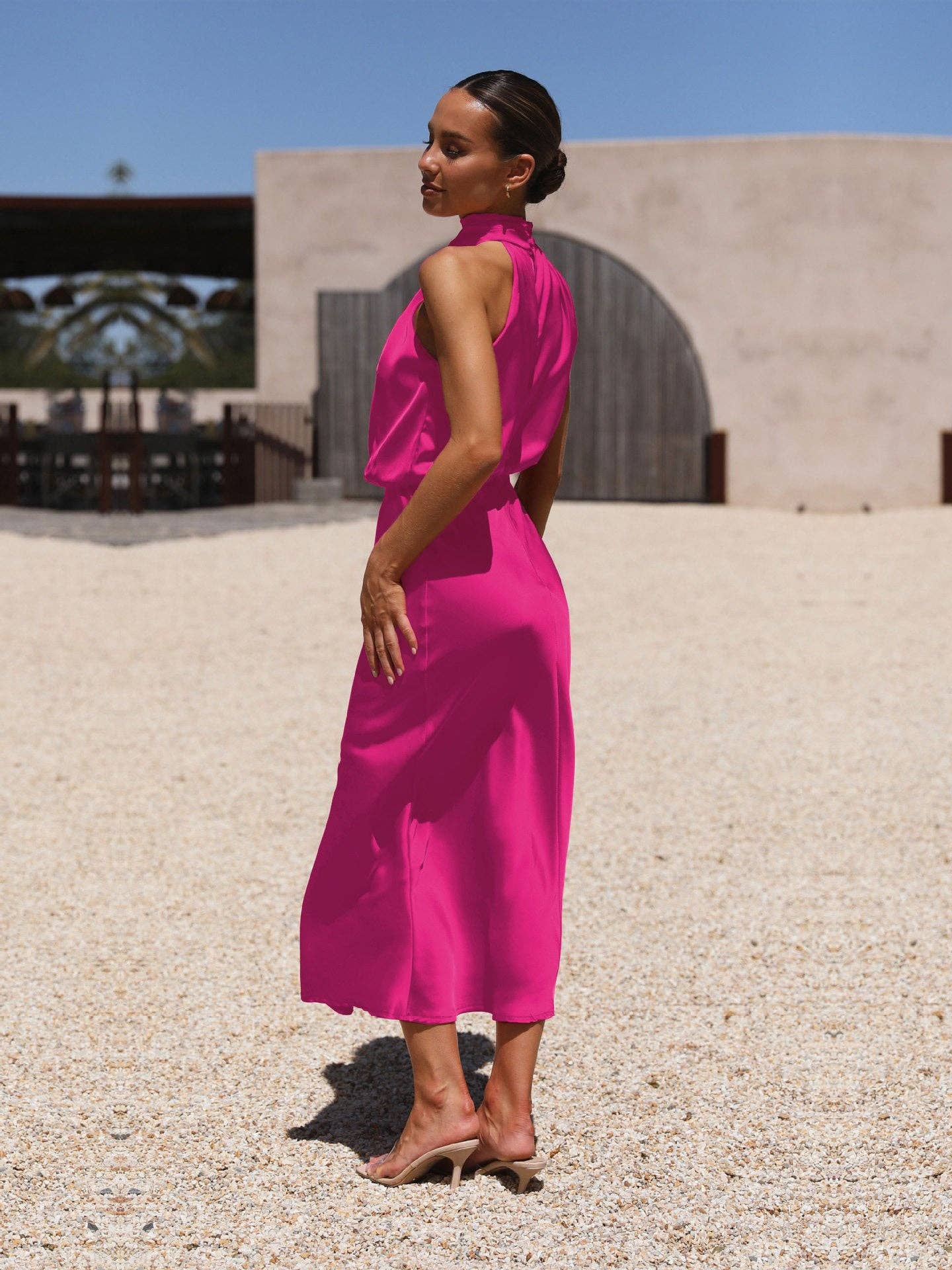 Sweetkama - Wholesale Dress - Women's - Ladies Eleganr Sleeveless Satin Midi Dress GQQT69