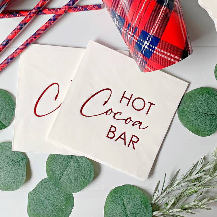 EnFete, LLC - Wholesale Disposable Napkin - Hot Cocoa Bar Cocktail Napkins - Red0