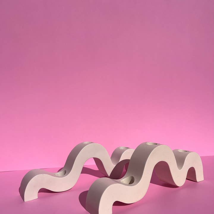 The Wave | Bougeoir beige | Bougeoir Jesmonite pour la vente par Good Times Creative