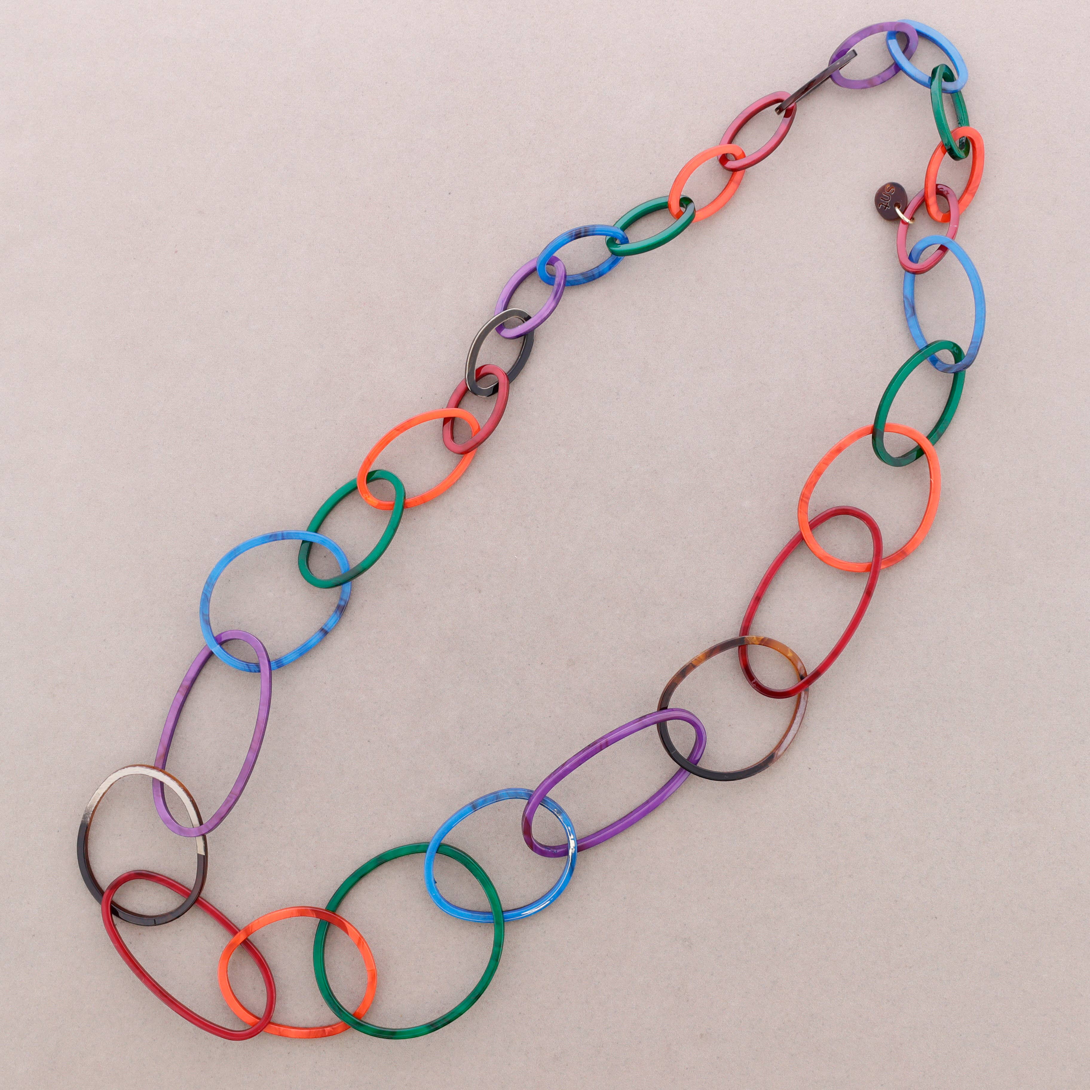 Combined  Long Necklace with Colored Resin Links for wholesale on Faire2