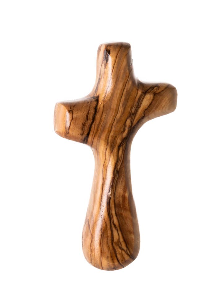Bethlehem Olive Wood Holding Cross w/ meditation booklet-HCM for wholesale by Holy Land Wood and Stone