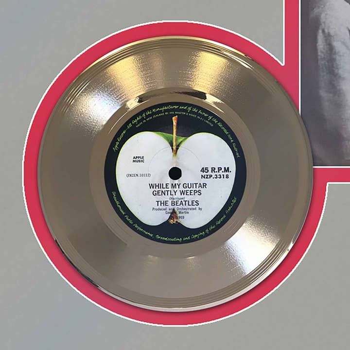 Gold Record Outlet - Venta al por mayor Papel pintado 3D - Pantalla dorada de 45 pulgadas con marco While My Guitar Gently Weeps2