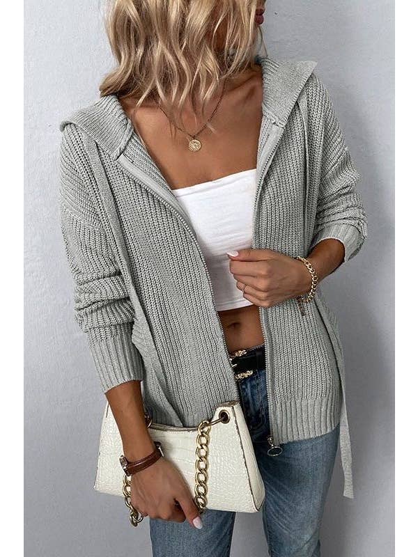 Miss Sparkling - Vente Veste – femme - Veste à capuche zippée en tricot3