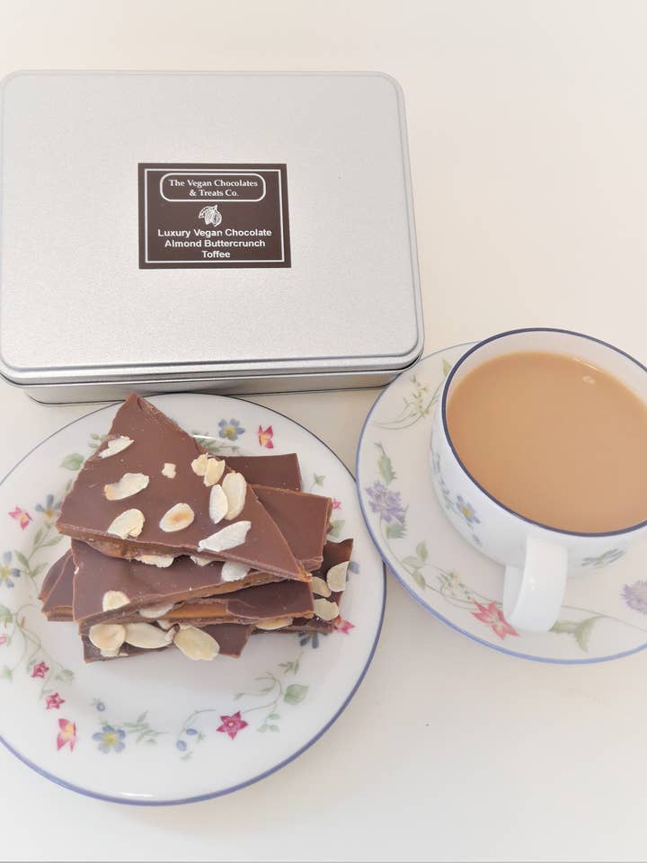 Luxury Vegan Chocolate Almond Buttercrunch Toffee for wholesale by The Vegan Chocolates And Treats Co.