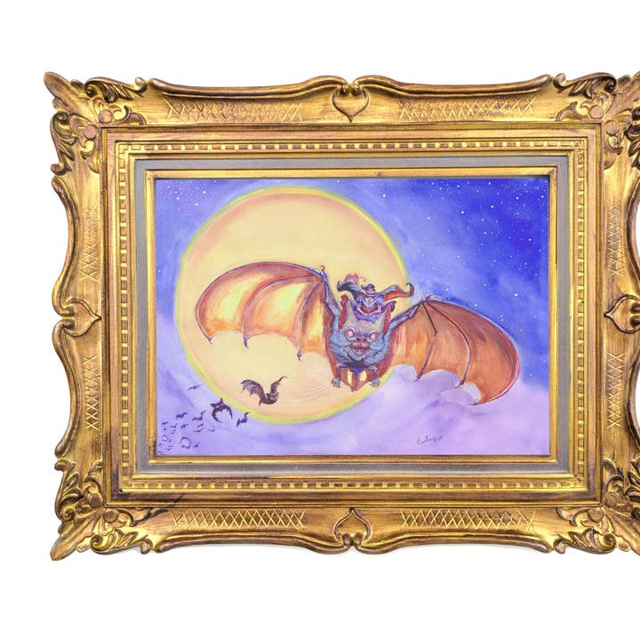 Little Witch and Cauldron Parade Art Print | Full Moon Bat Familiar Halloween Decor | 5x7 Fantasy Illustration and other Purchase Wholesale halloween art. Free Returns & Net 60 Terms on Faire trending on Faire.