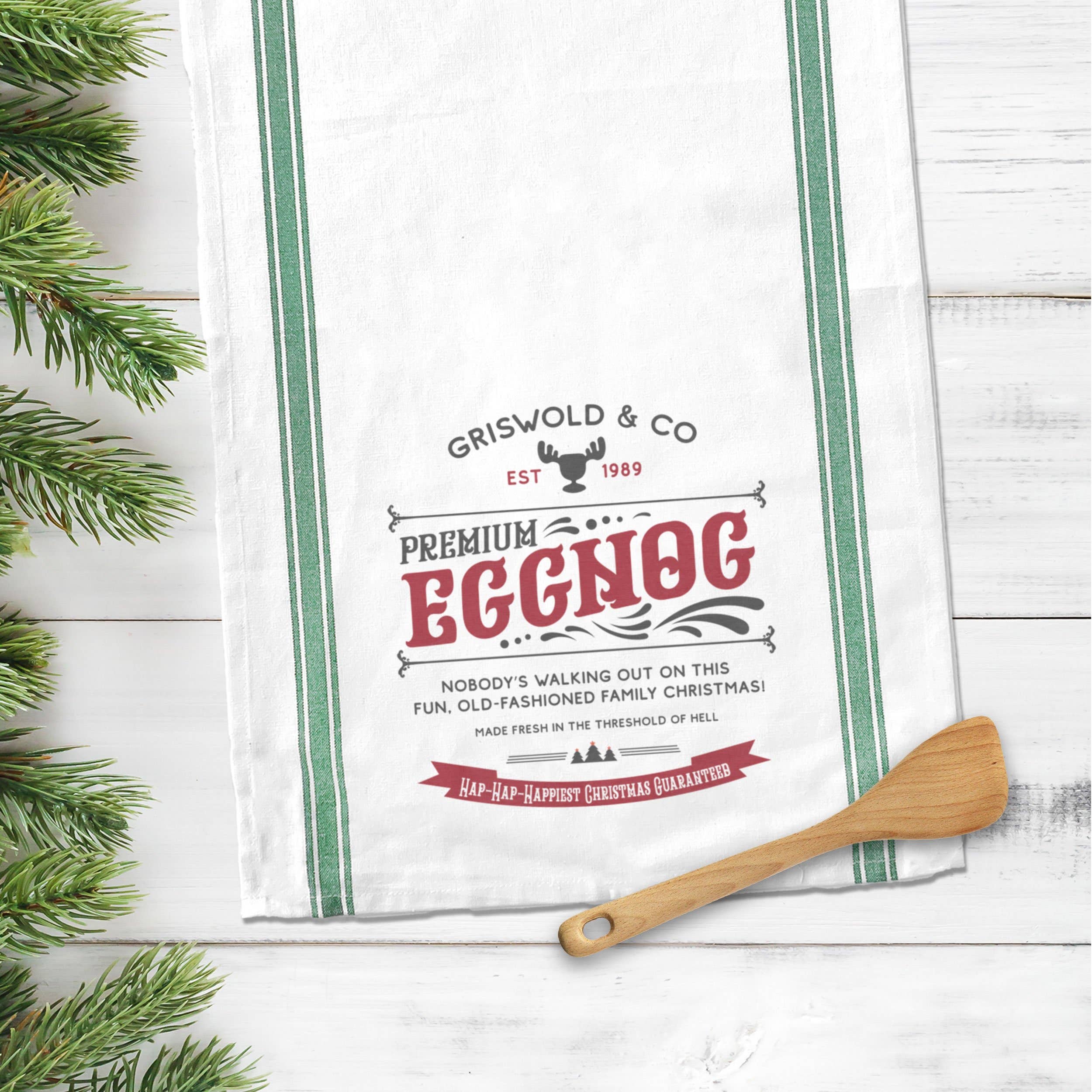 ZA Handmade Wholesale – Großhandel Geschirrtücher – Flour Sack Christmas Vacation inspiriertes Geschirrtuch Griswold & Co Eggnog Geschirrtuch Neuheit Weihnachten Geschirrtuch2