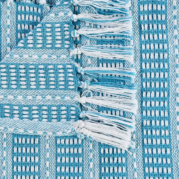 LR Home - Wholesale Throw Blanket - Maui Blue Ridgeline Striped Throw Blanket with Fringe