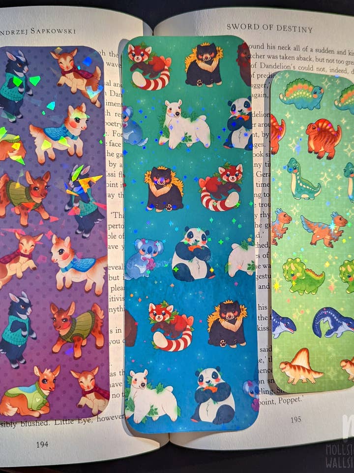 Segnalibri con animali carini • Segnalibri olografici laminati per la vendita all'ingrosso da parte di Mollsie Wallsie
