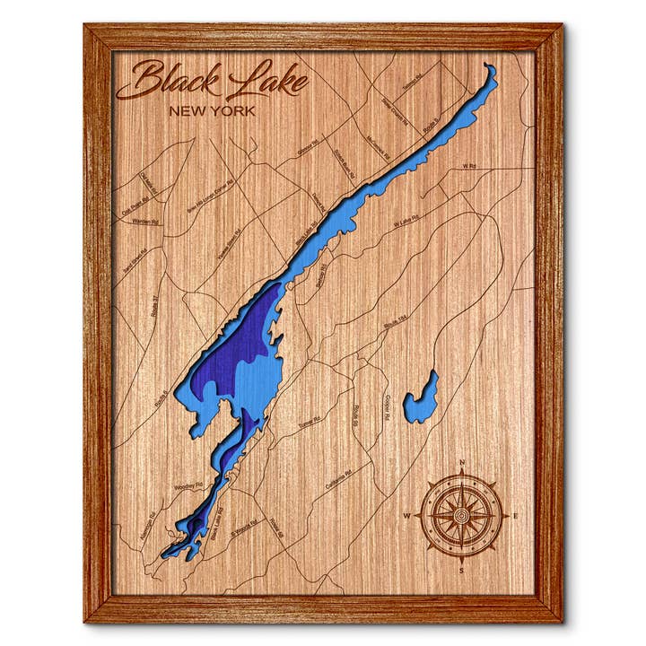 Mapa de Profundidad de Black Lake, Nueva York - Arte de Pared Único para venta al por mayor de Premier Gifts and More