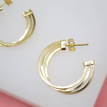 18K Gold Filled Triple Hoop Open Hoop Earrings for wholesale by MIA Jewelry