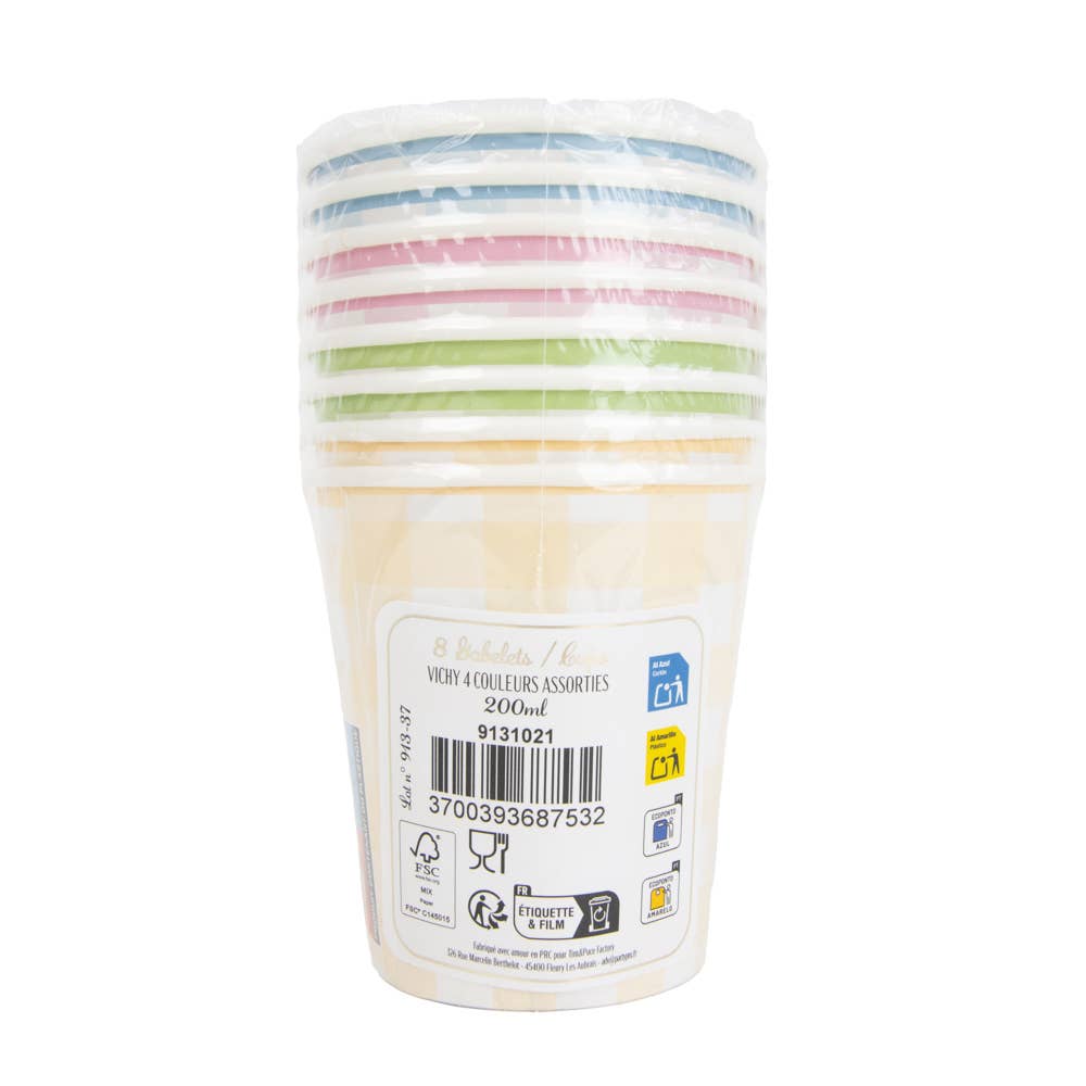 Party Pro - Wholesale Disposable Cup - 200ML PASTEL VICHY CUPS 4 ASSORTED COLORS 82