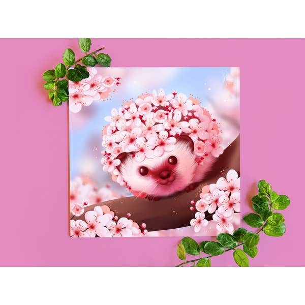 Carte Blossom Hog Hedgehog pour la vente par Digitaldreamcloud