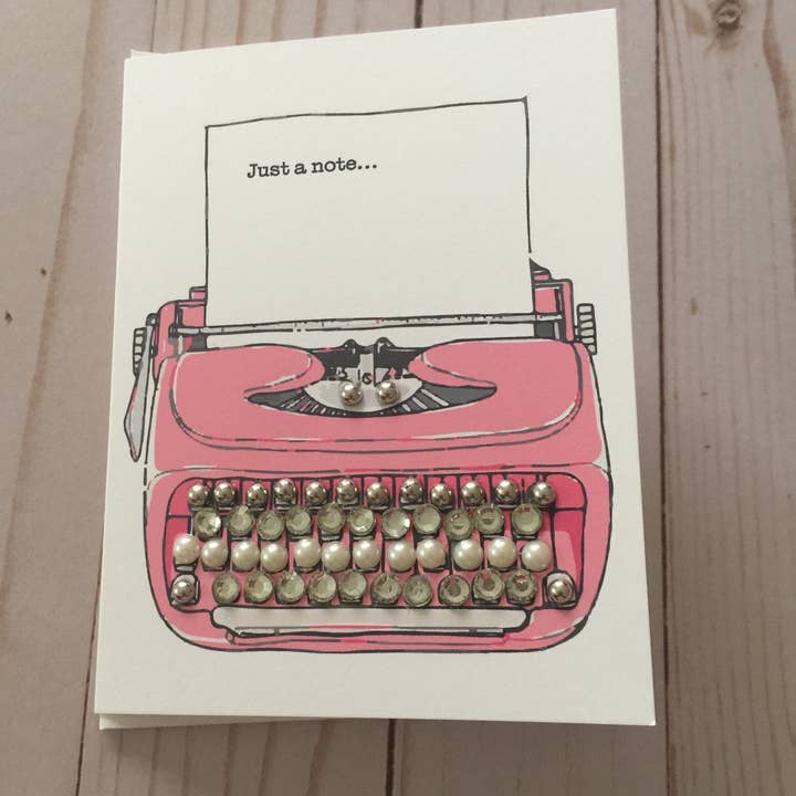 Nur eine Notiz rosa Schreibmaschine für den Großhandel von Russell Jeffery Design by Off By Heart Design