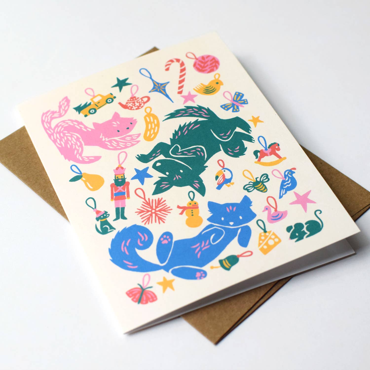 Nuthatch Studio - Wholesale Christmas Card - Merry Pets Christmas Card Set: Original Art, Set of 82