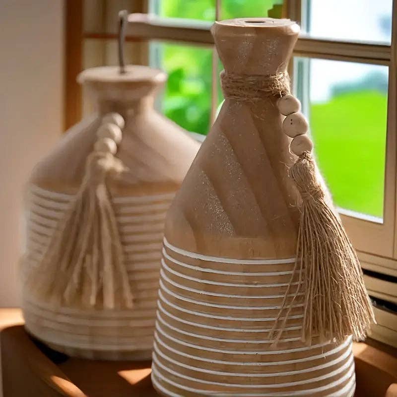 Huis Van Merken - Wholesale Vase - Solid Wood Vase Tassel - Chinese Style Home Decor Living Room Bedroom1