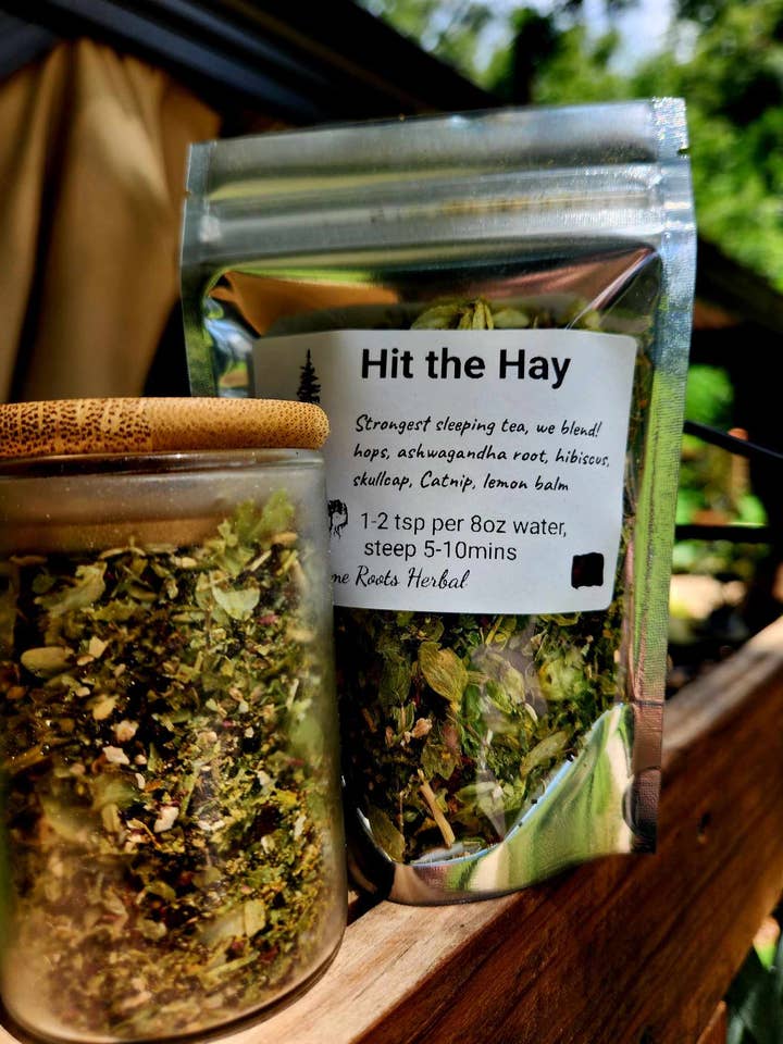 Hit the Hay tea blend for wholesale by Down Home Roots Herbal