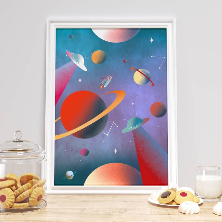 Outer Space Print / Space / Rockets / Planets / for wholesale by Eli & Emmie